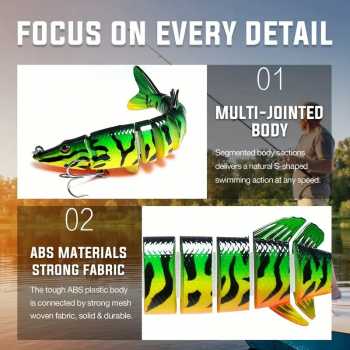 Gambar produk BASSLER Umpan Pancing Ikan Lifelike Fish Bait Lure 8 Section 13cm 18g - BS100