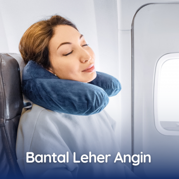YMYQ Bantal Leher Travel Angin U-Shaped Inflatable Neck Pillow - 300TC - Dark Blue