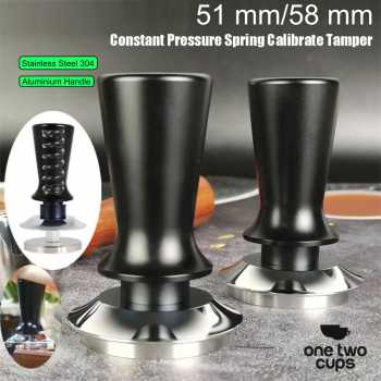 One Two Cups Tamper Kopi Espresso Flat Base Spring Loaded - FEN59