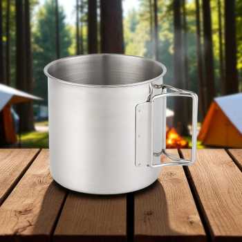 MyTrip Cangkir Kopi Stainless Steel Gagang Lipat Camping Mug - INU164