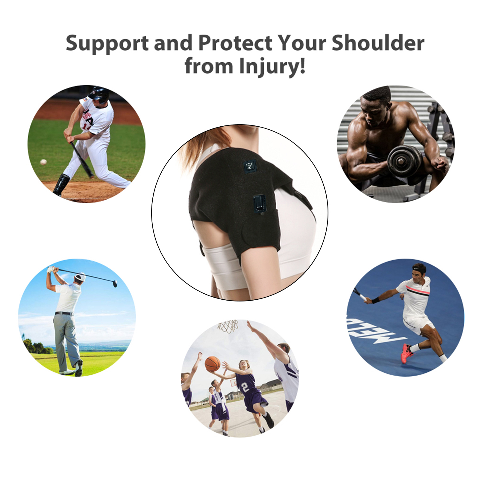 Gambar produk BOOBEAUTY Alat Terapi Bahu Hot Compress Shoulder Brace Pain Relief USB - BB-40
