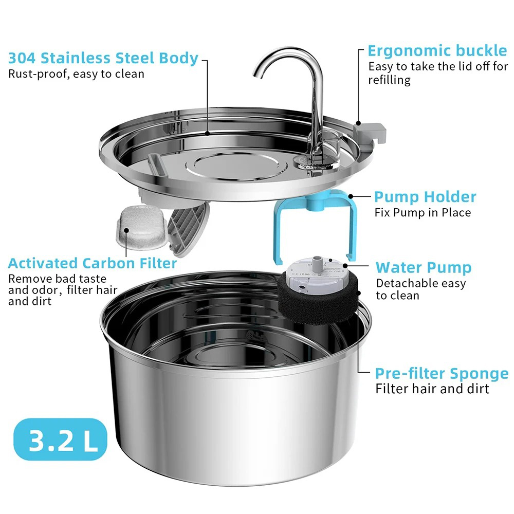 Gambar produk NIZE Water Dispenser Fountain Tempat Air Minum Kucing Anjing 3.2L - N32