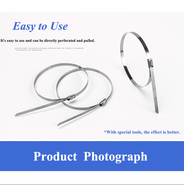 Gambar produk DAYFOR Kabel Ties Stainless Steel 304 Anti Karat Cable Plier 100 PCS 7.9x0.25x500mm - ZDQ2