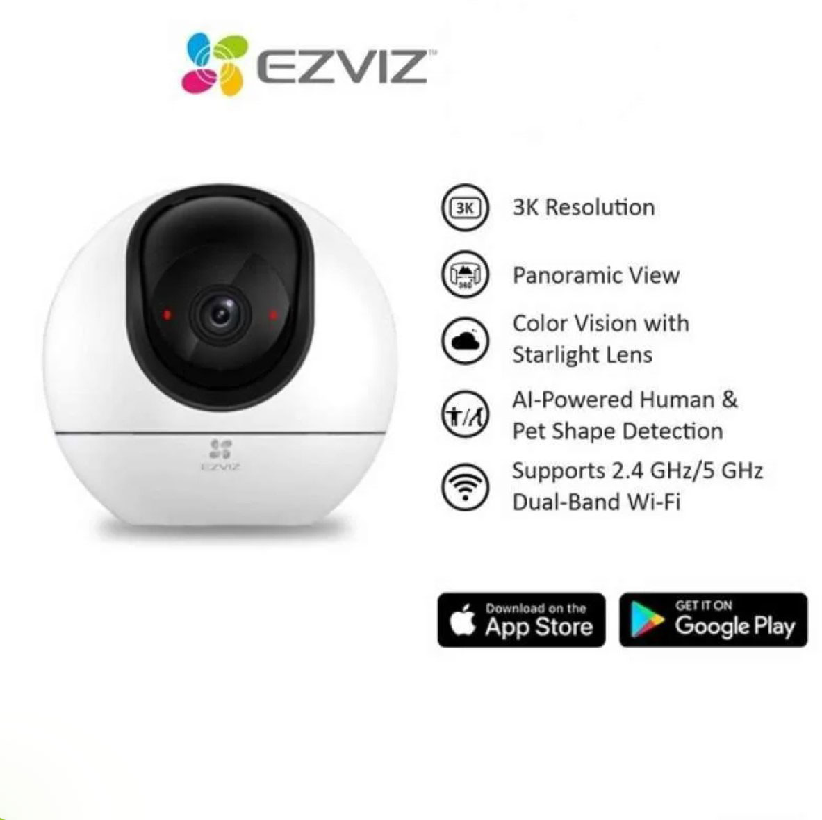 Gambar produk EZVIZ Kamera CCTV PTZ WiFi Smart IP Camera AI Tracking 3K 5MP - H6
