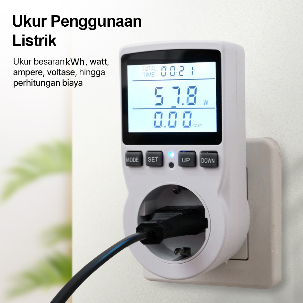 Gambar produk CMS Stop Kontak Watt Meter Overload Cost Alarm Digital Display - PM04-B