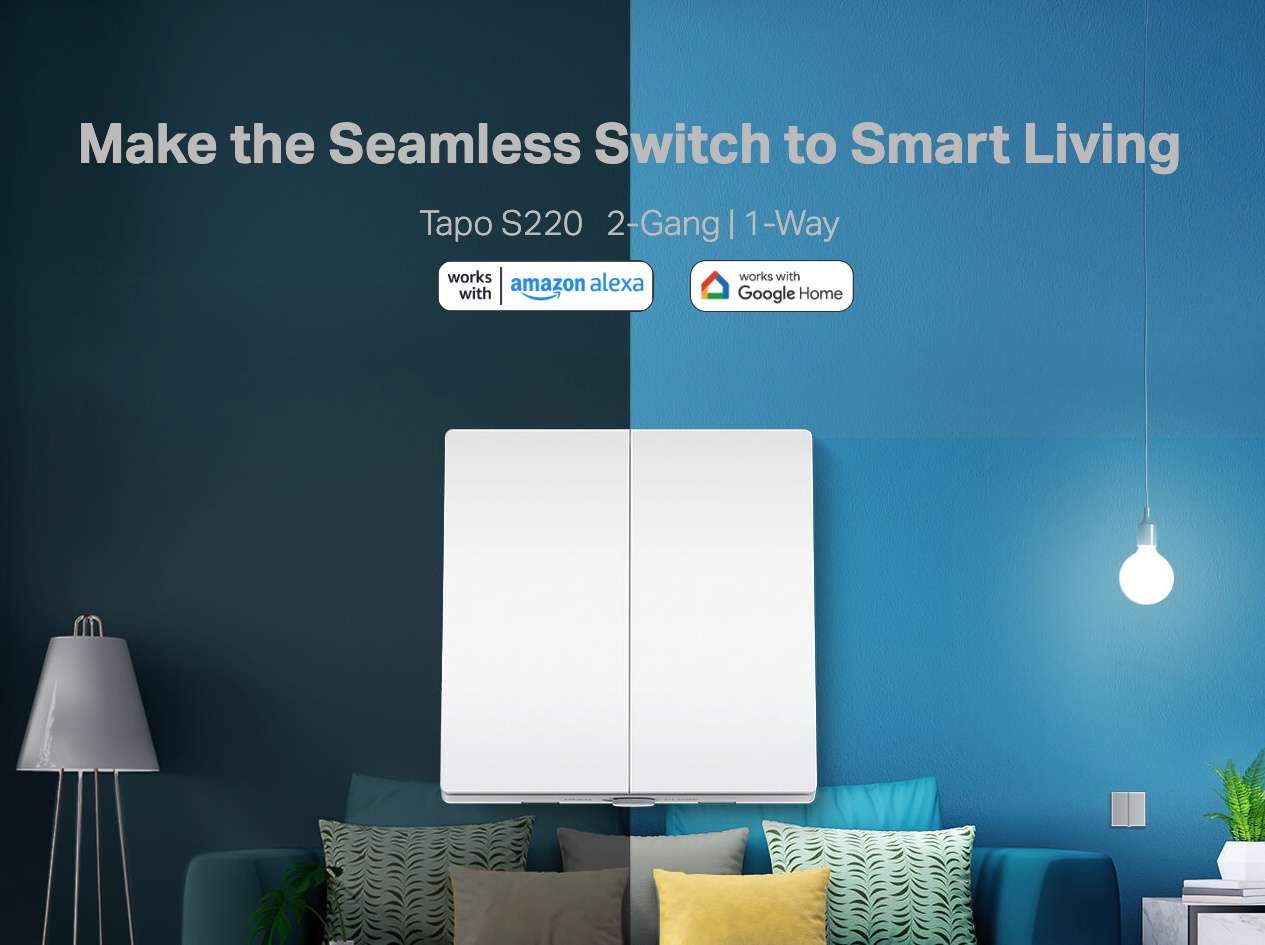 Gambar produk Tp-Link Smart Light Switch 2 Gang 1 Way 250V 3250W - TAPO S220