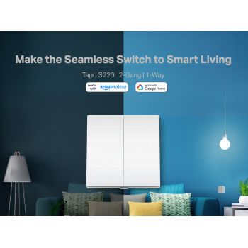 Gambar produk Tp-Link Smart Light Switch 2 Gang 1 Way 250V 3250W - TAPO S220