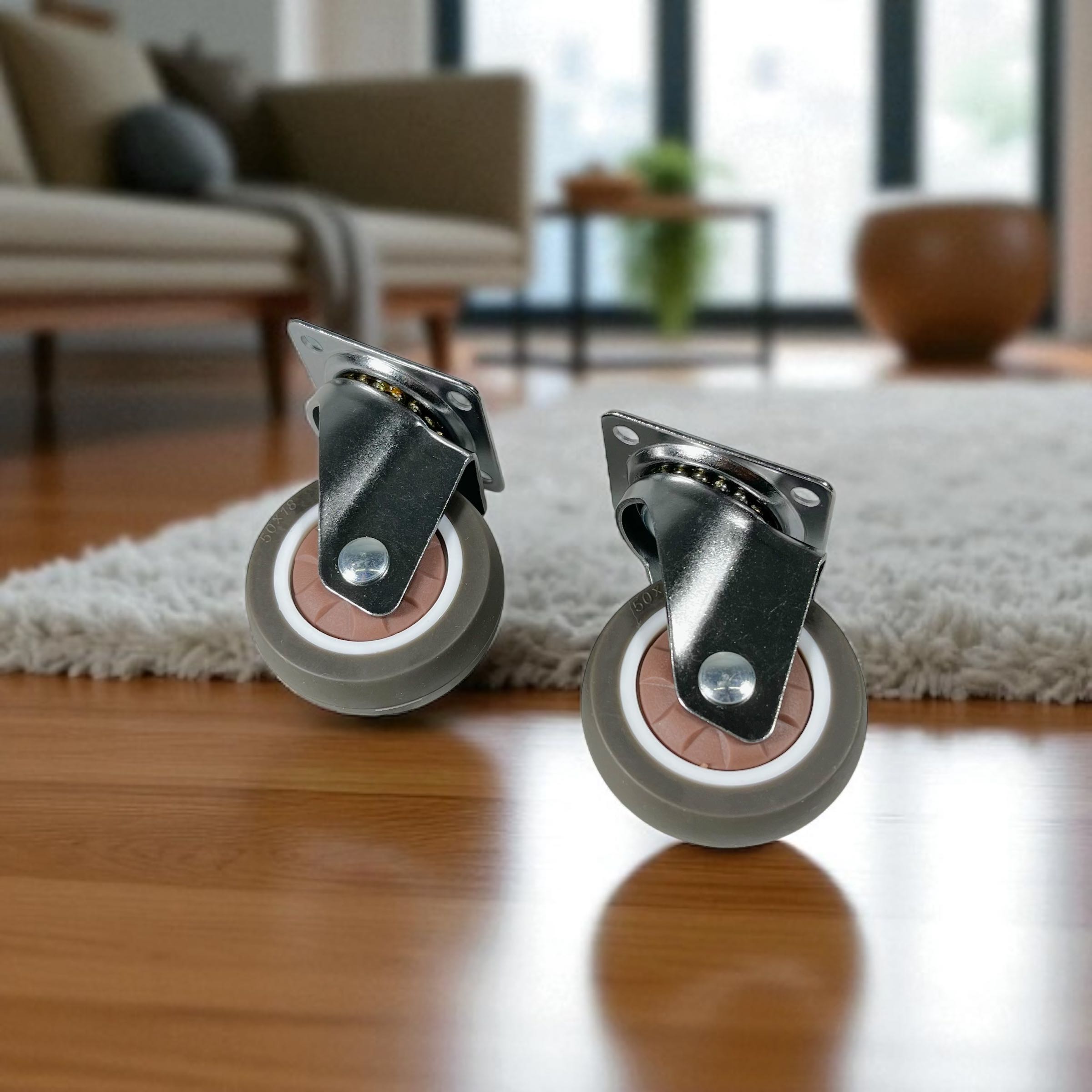 Gambar produk CASTRY Roda Kastor Furniture Soft Rubber Caster Wheel 2 Inch 2 PCS Flat - C20