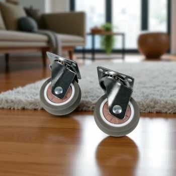 Gambar produk CASTRY Roda Kastor Furniture Soft Rubber Caster Wheel 2 Inch 2 PCS Flat - C20