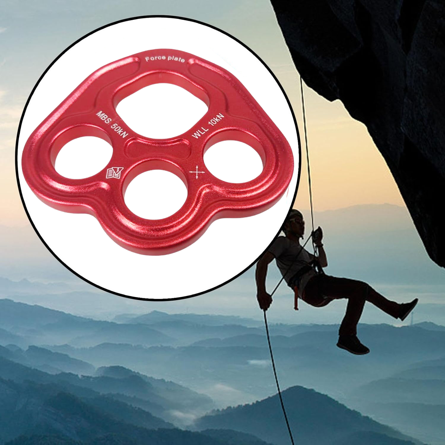 Gambar produk NATURY Paw Rigging Plate Descender Ring Climbing 3 Hole 50KN - NT-50