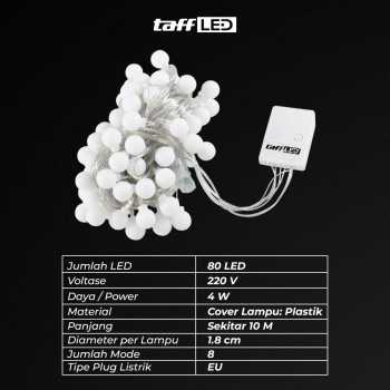 Gambar produk TaffLED Lampu Hias String Lights Waterproof 80 LED 4W 10M Model Ball - YJT80L
