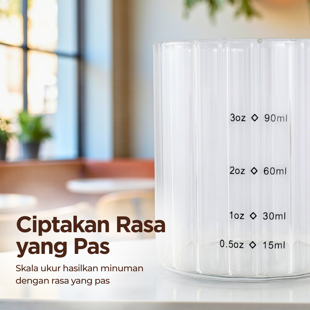 Gambar produk KESOTO Gelas Takar Kopi Espresso Shot Measuring Cup Wooden Handle 90ml - KS09