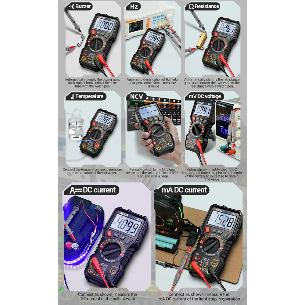 Gambar produk ANENG Digital Multimeter Portable Voltage Tester NCV LCD Magnetic - SZ11