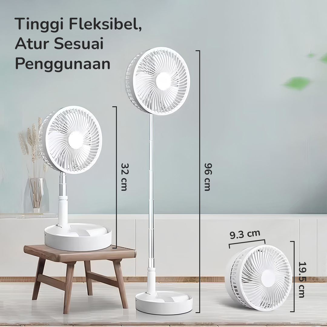Gambar produk ZK Kipas Angin Standing Portable Retractable Folding Fan 7200mAh - ZK-20321