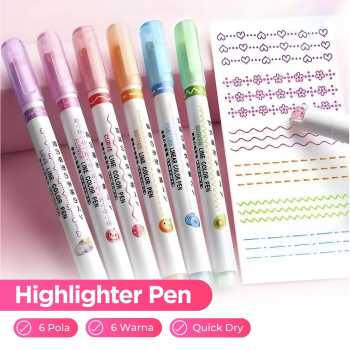 Xuanxuan Pena Spidol Renda Flower Line Shape Highlighter Pen 6PCS - DM-7006-8