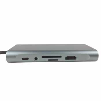 Gambar produk EASYIDEA USB Type C Hub 10 in 1 HDMI VGA USB 3.0 LAN RJ45 Card Reader - VD76