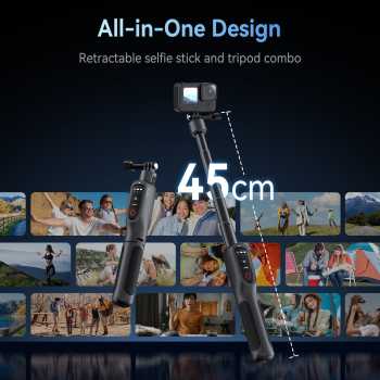 Gambar produk TELESIN Tripod Kamera Aksi Tongsis Monopod Power Bank Bluetooth Remote - S1-CSS-01-TGP