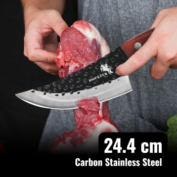 KNIFEZER Pisau Daging Tajam Carbon Steel 60 HRC Forged Butcher Knife - DL040