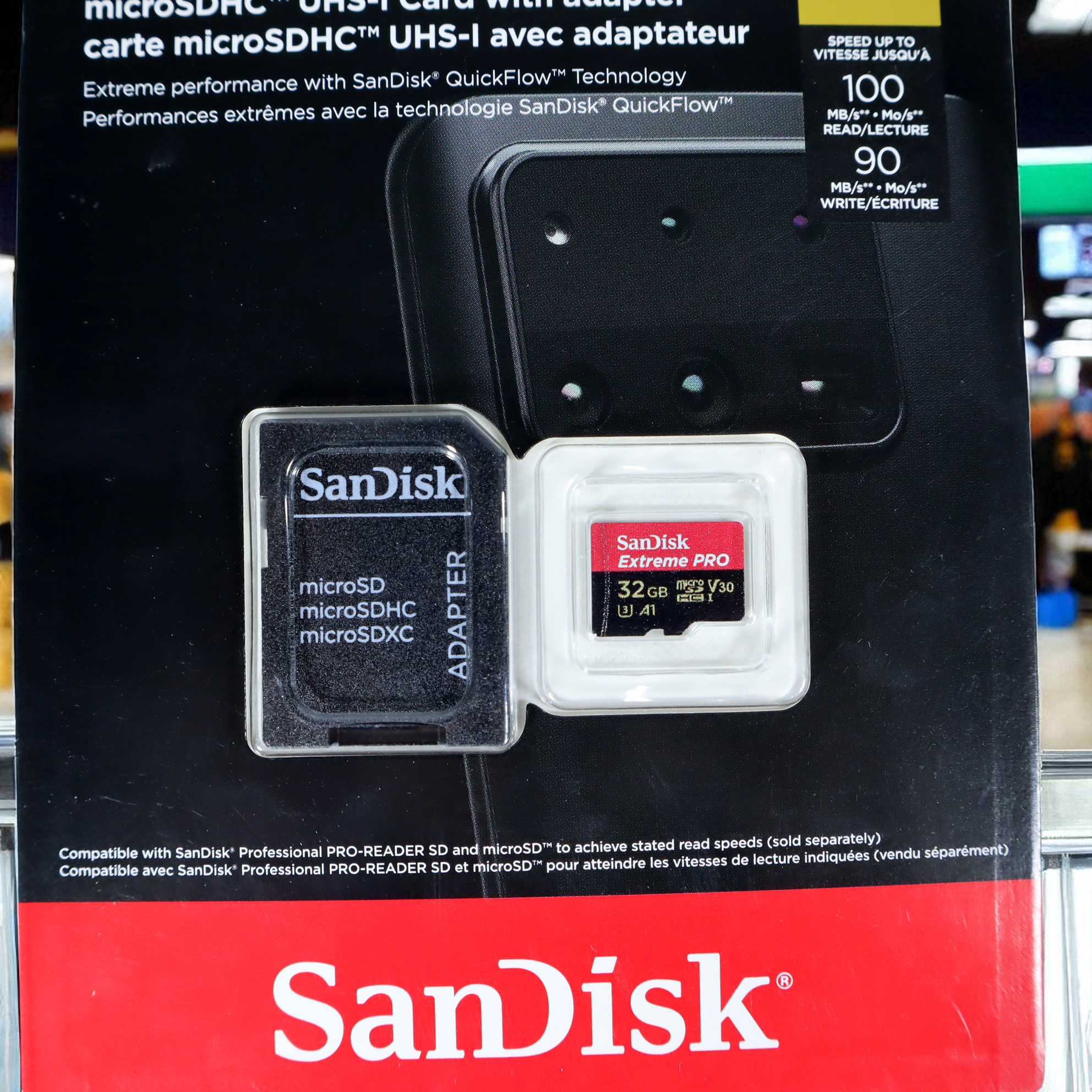 Gambar produk SanDisk Extreme Pro microSD UHS-I Class 10 A1 100MB/s 32GB - SDSQXCG