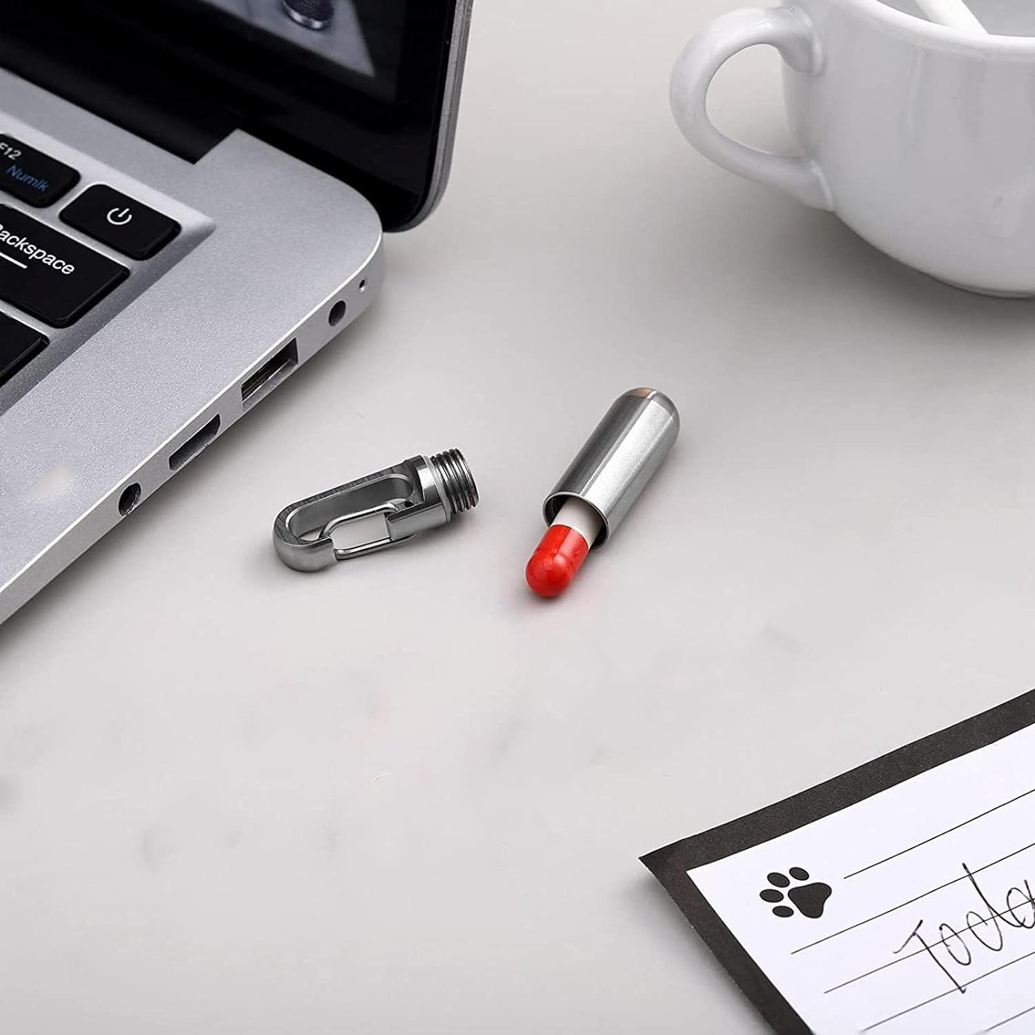Gambar produk CAMISUENO Tempat Obat Pil Kapsul Carabiner Stainless Steel Waterproof 73mm - CM1