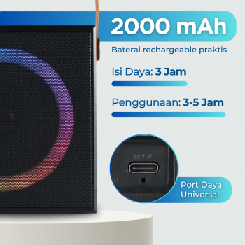 Gambar produk Vocay Speaker Bluetooth Karaoke Portable RGB with 2 Microphone 10W - WJ-A836