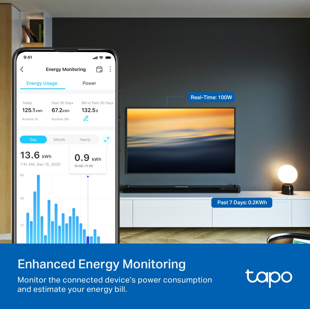 Gambar produk TP-link Tapo Mini Smart Wi-Fi Socket Energy Monitoring 1PCS - P115