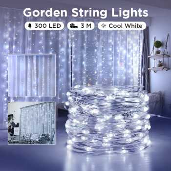 ANBLUB Lampu Hias Gorden String Lights Anti Air 3x3M 300LED Cool White - S-04
