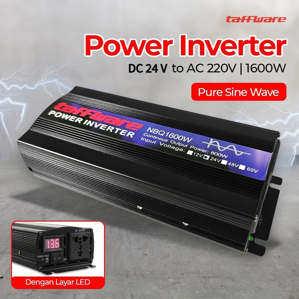 Gambar produk Taffware Power Inverter Mobil Pure Sine Wave AC 220V 1600W DC 24V - NBQ1600W