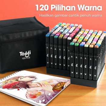 Gambar produk Toddi Spidol Dual Side Fine Art Brush Art Marker Set 120 Warna - CY-006