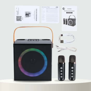 Gambar produk Vocay Speaker Bluetooth Karaoke Portable RGB with 2 Microphone 10W - WJ-A836