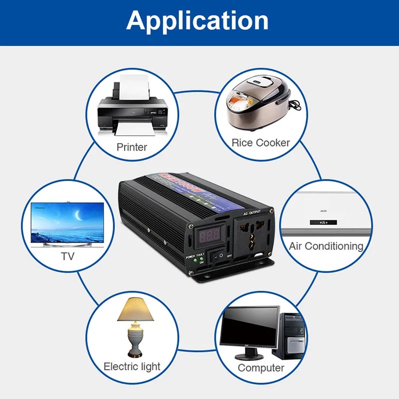 Gambar produk BEZAX Power Inverter Mobil Pure Sine Wave DC 60V to AC 220V 1000W - B610