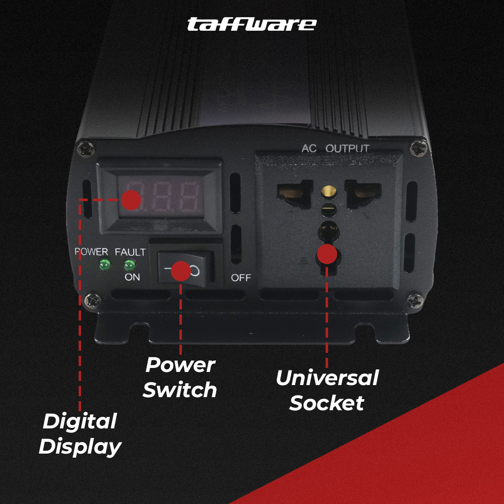 Gambar produk Taffware Power Inverter Mobil Pure Sine Wave DC 60V to AC 220V 1000W - NBQ1000W