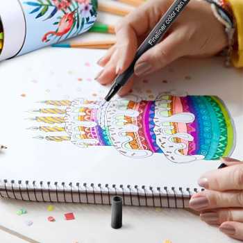 Gambar produk Tlevino Pena Warna Drawing Pen Fine Point Art Watercolor 0.4mm 12 Color - TV4