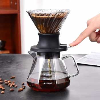 Gambar produk LCS Teko Kopi Coffee Server V60 Drip Pour Kaca Borosilikat 600ml - LCS38