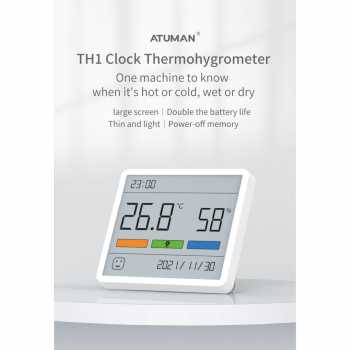 ATuMan Termometer Suhu Ruangan Humidity Hygrometer Clock Calendar - TH1