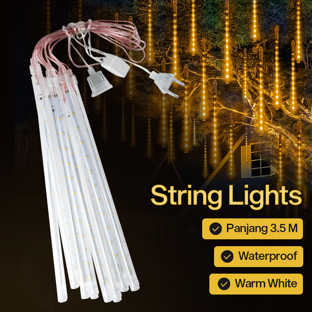 Gambar produk STUXMOS Lampu Hias String Lights Meteor Waterproof Warm White 8PCS - XH480