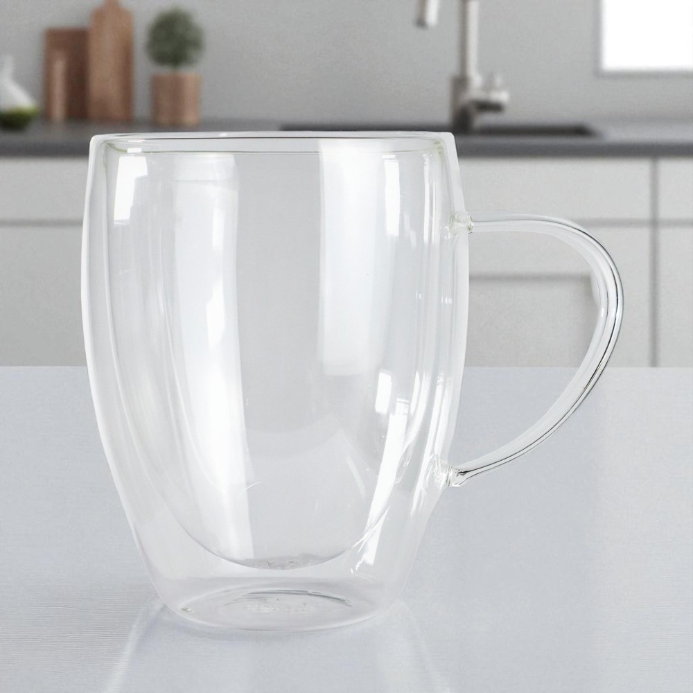 Gambar produk One Two Cups Cangkir Kopi Kaca Tahan Panas Double Wall Mug 350ml - OT30