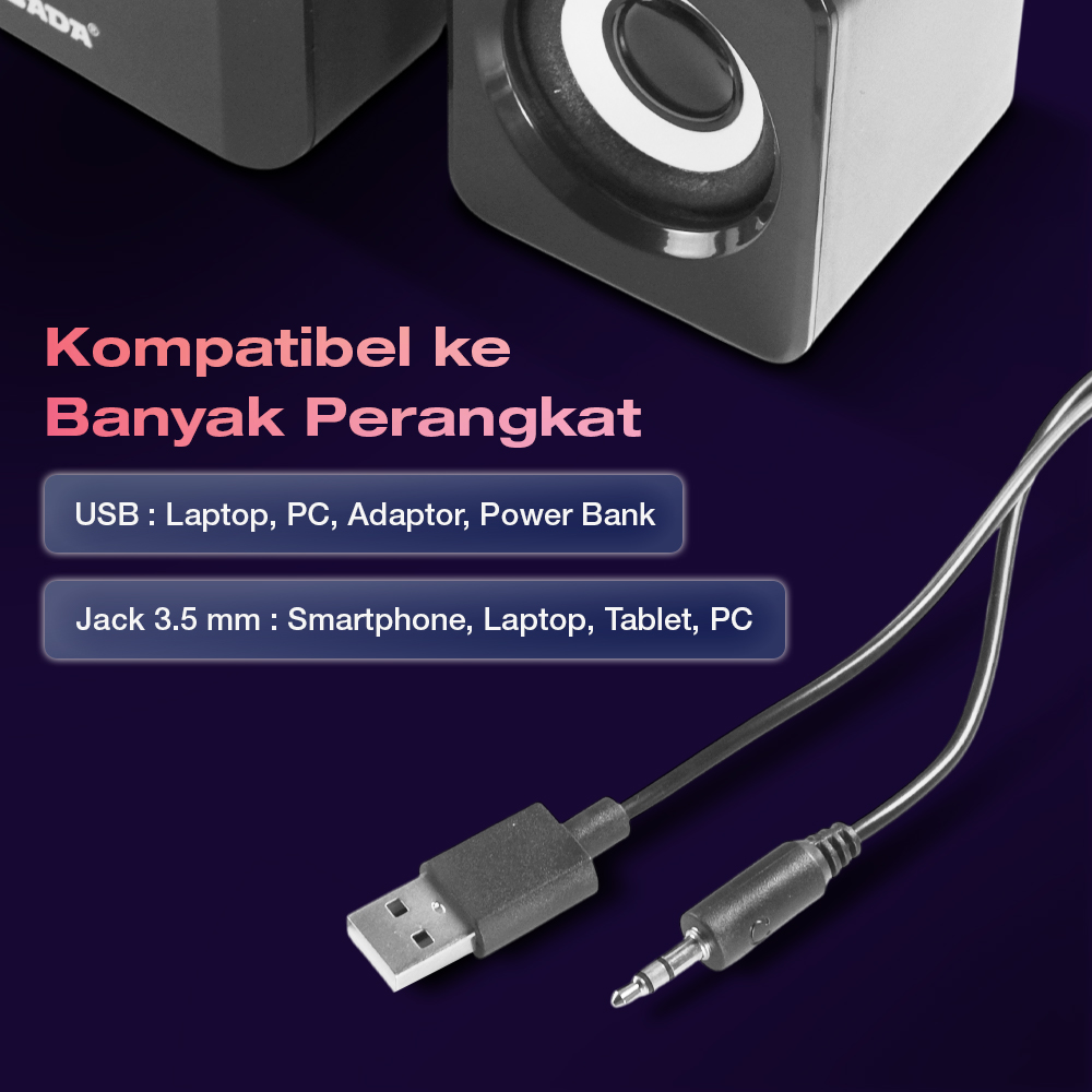 Gambar produk SADA Active Speaker Stereo 2.1 with Subwoofer and USB Power - D-202