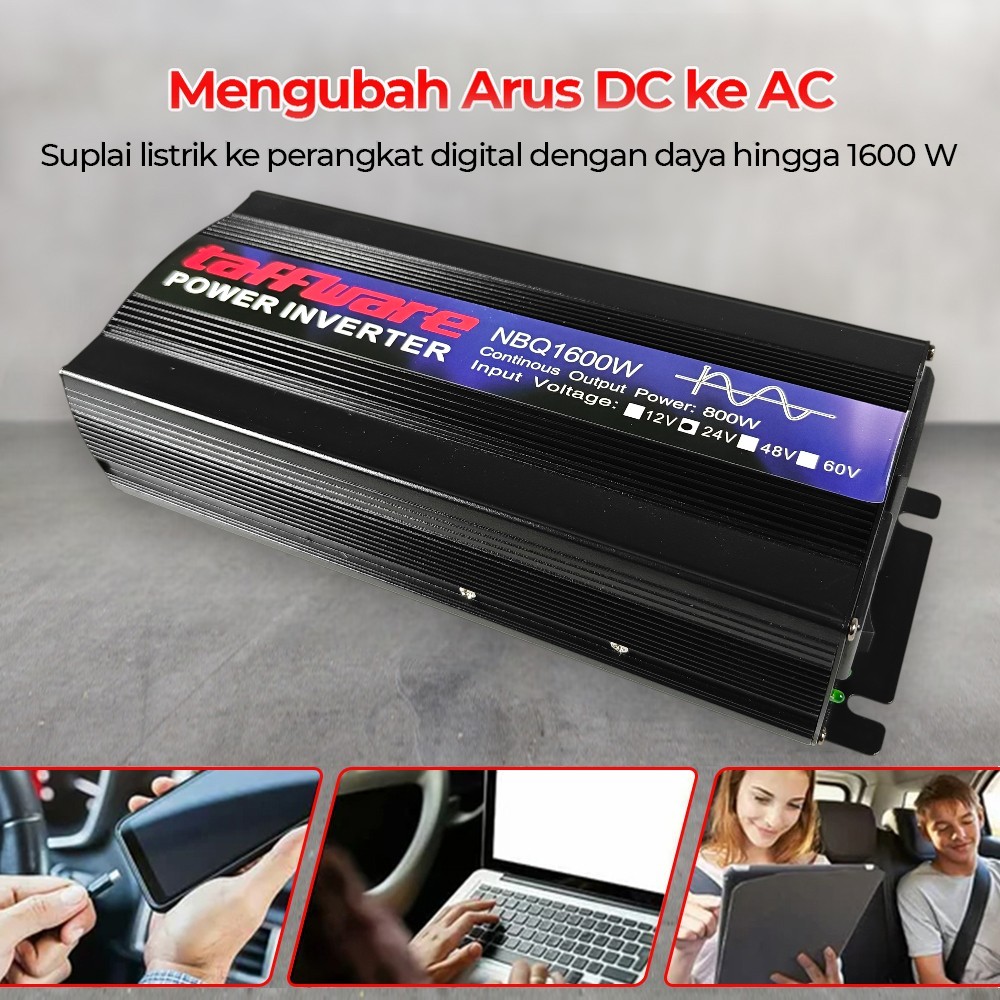 Gambar produk Taffware Power Inverter Mobil Pure Sine Wave AC 220V 1600W DC 24V - NBQ1600W