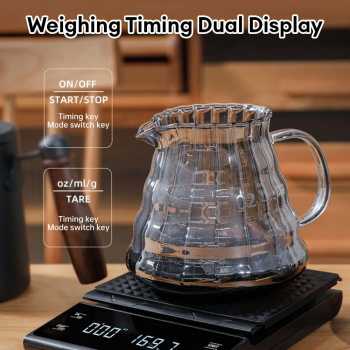 Gambar produk SCALI Timbangan Kopi Digital Timer Coffee Scale Rechargeable 3kg 0.1g - S3000