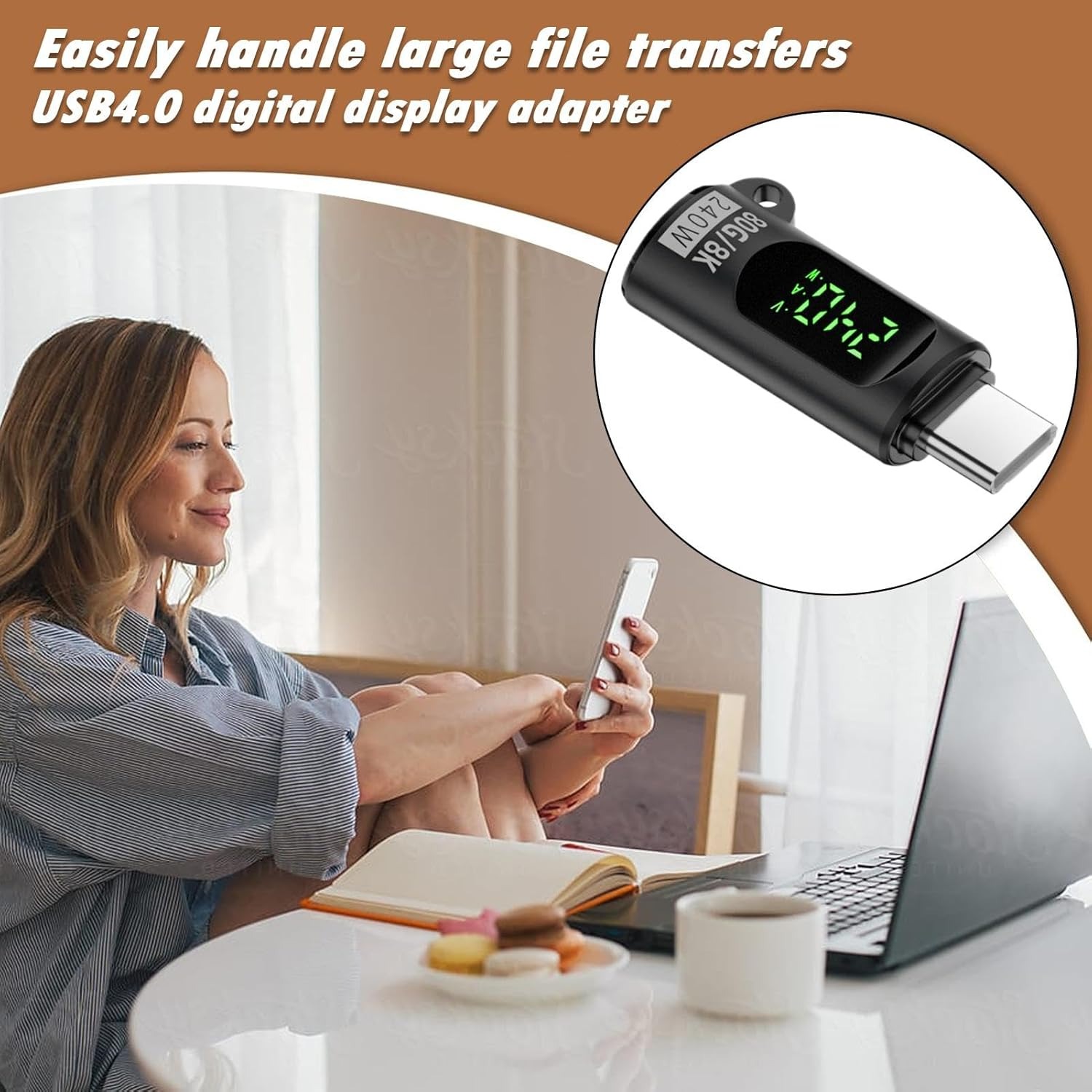 Gambar produk JOYO OTG Adapter Converter Type C Female to Male Digital Display 240W - F62C