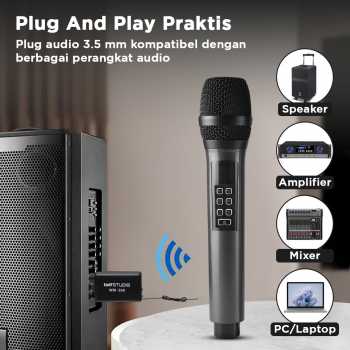 Gambar produk Rellent Mikrofon Karaoke Mic Wireless UHF Portable KTV - D300