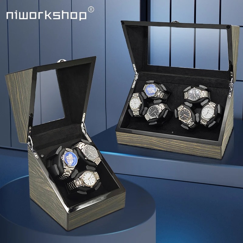 Gambar produk Niworkshop Watch Winder Box Automatic Kotak Display Jam Tangan 6 Slot - WX-3366