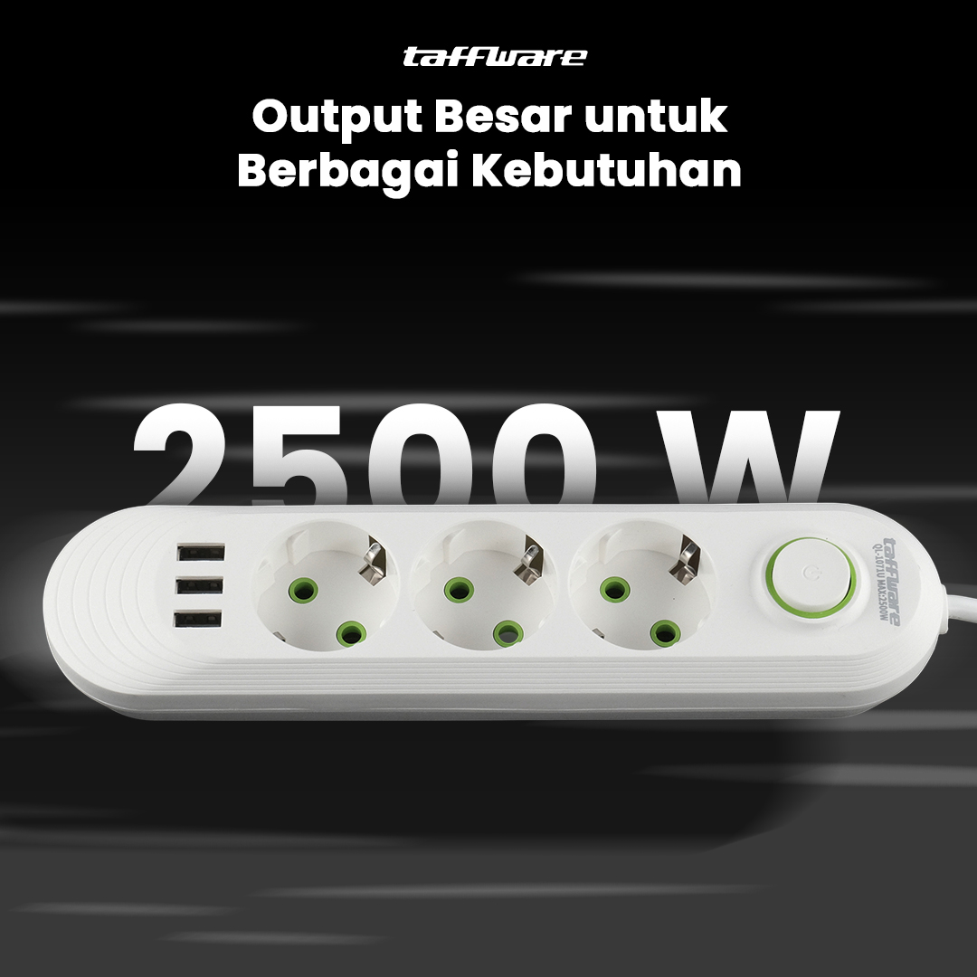 Gambar produk Taffware Stop Kontak USB Port EU Plug 10A 110-250V 2500W 3 Lubang - QL-1071U / QL-1072U