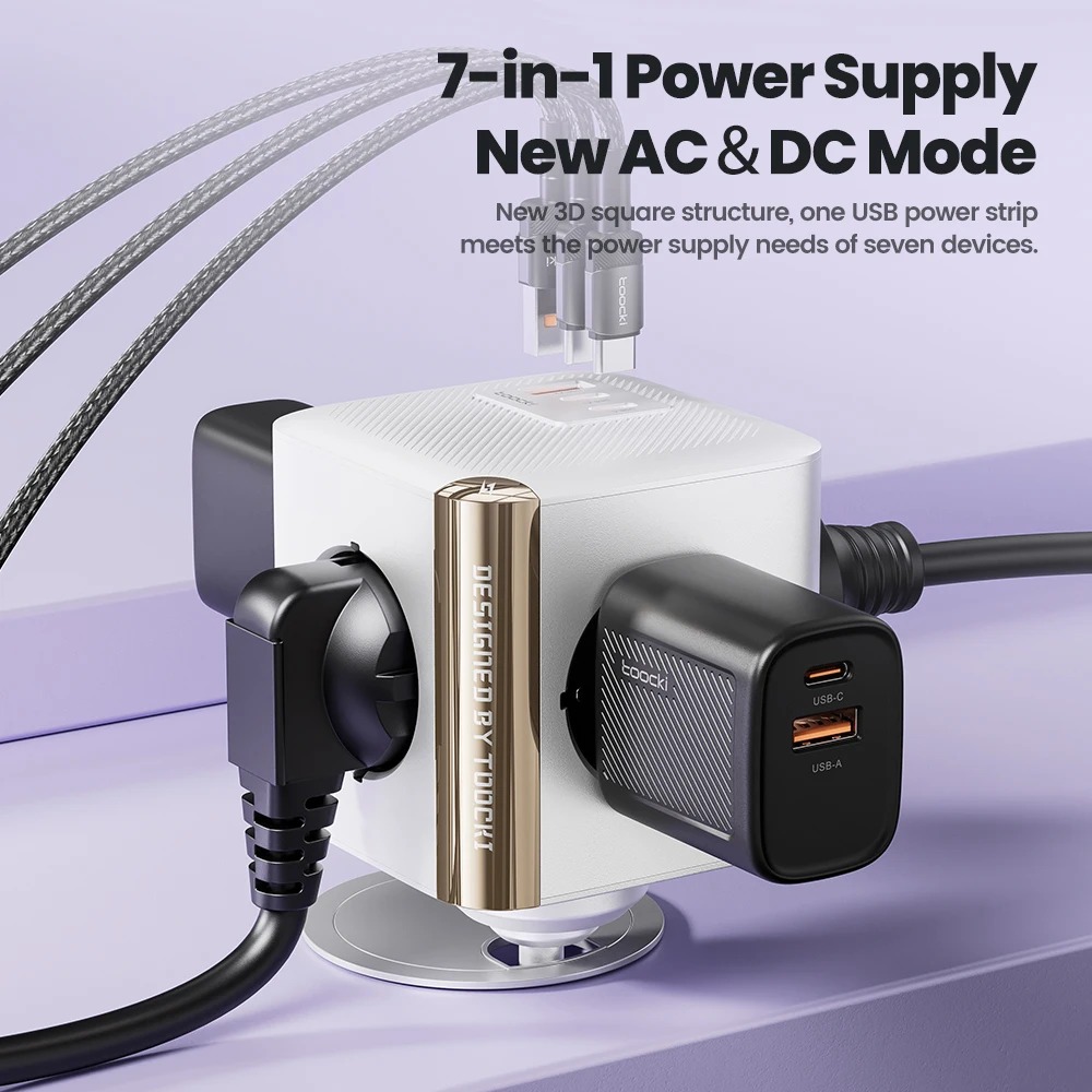 Gambar produk Toocki Stop Kontak 7in1 Power Strip USB Type C EU Plug GaN 33W 4000W - TPSDX-JZB02