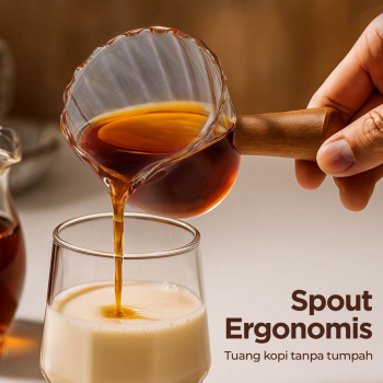 Gambar produk KESOTO Gelas Takar Kopi Espresso Shot Measuring Cup Wooden Handle 90ml - KS3