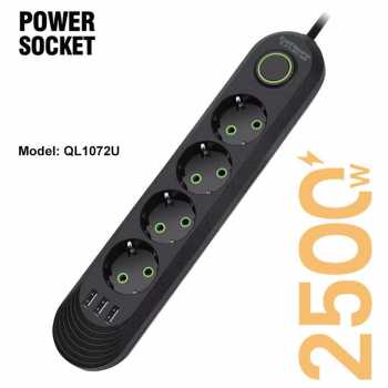 Taffware Stop Kontak USB Port EU Plug 10A 110-250V 2500W - QL-1071U / QL-1072U