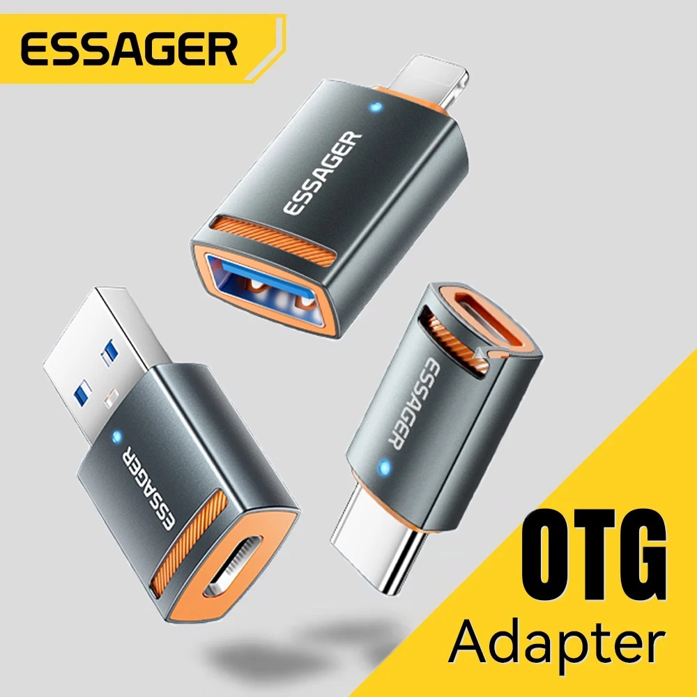 Gambar produk ESSAGER OTG Type C to USB A 3.0 Adapter Converter Fast Charging 5A - ES-OTG17