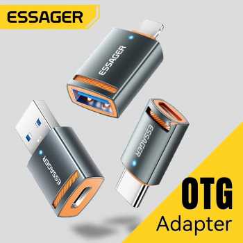 Gambar produk ESSAGER OTG Type C to USB A 3.0 Adapter Converter Fast Charging 5A - ES-OTG17