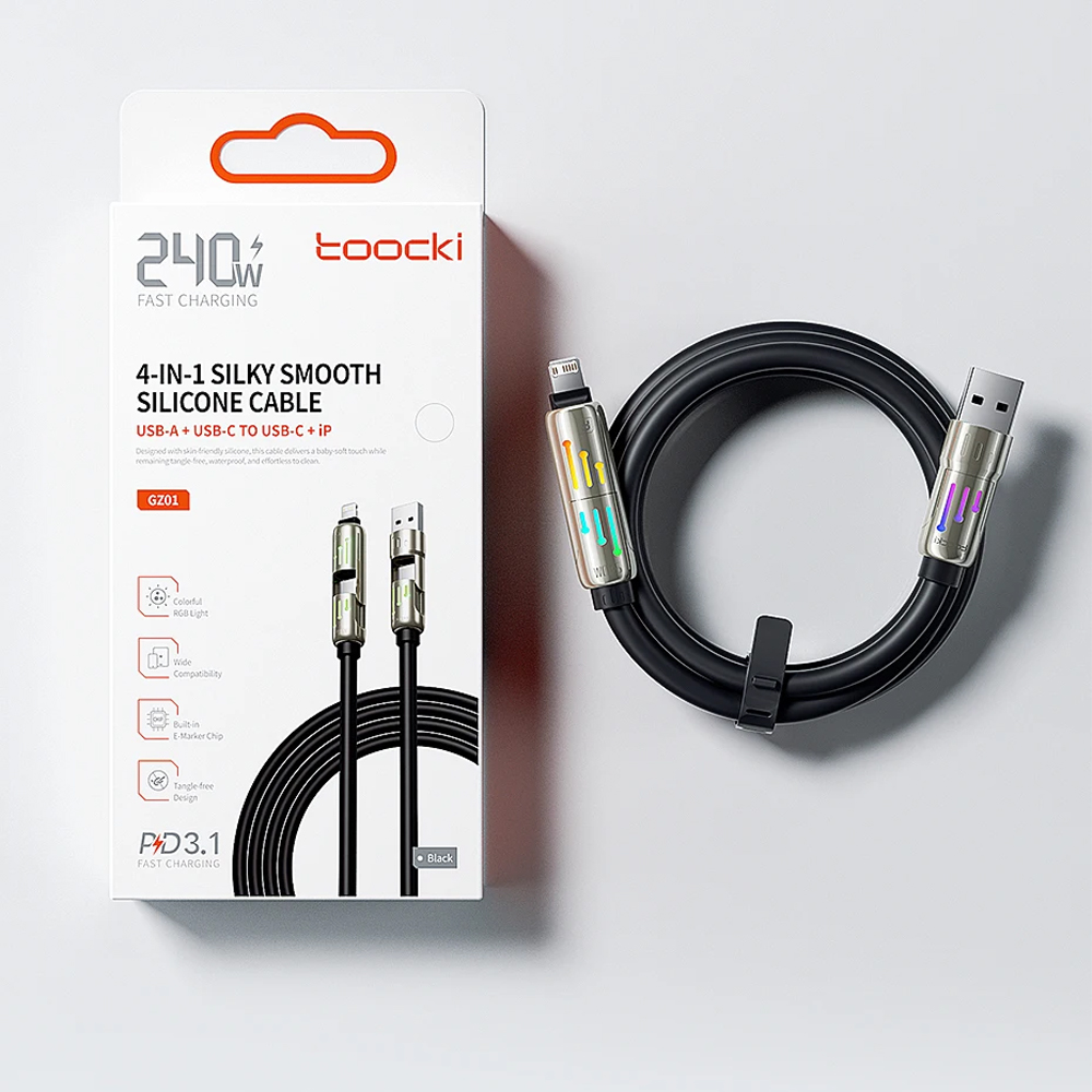 Gambar produk Toocki Kabel Data 4in1 Fast Charging USB A Type C Lightning 240W 2M - TQ-X103